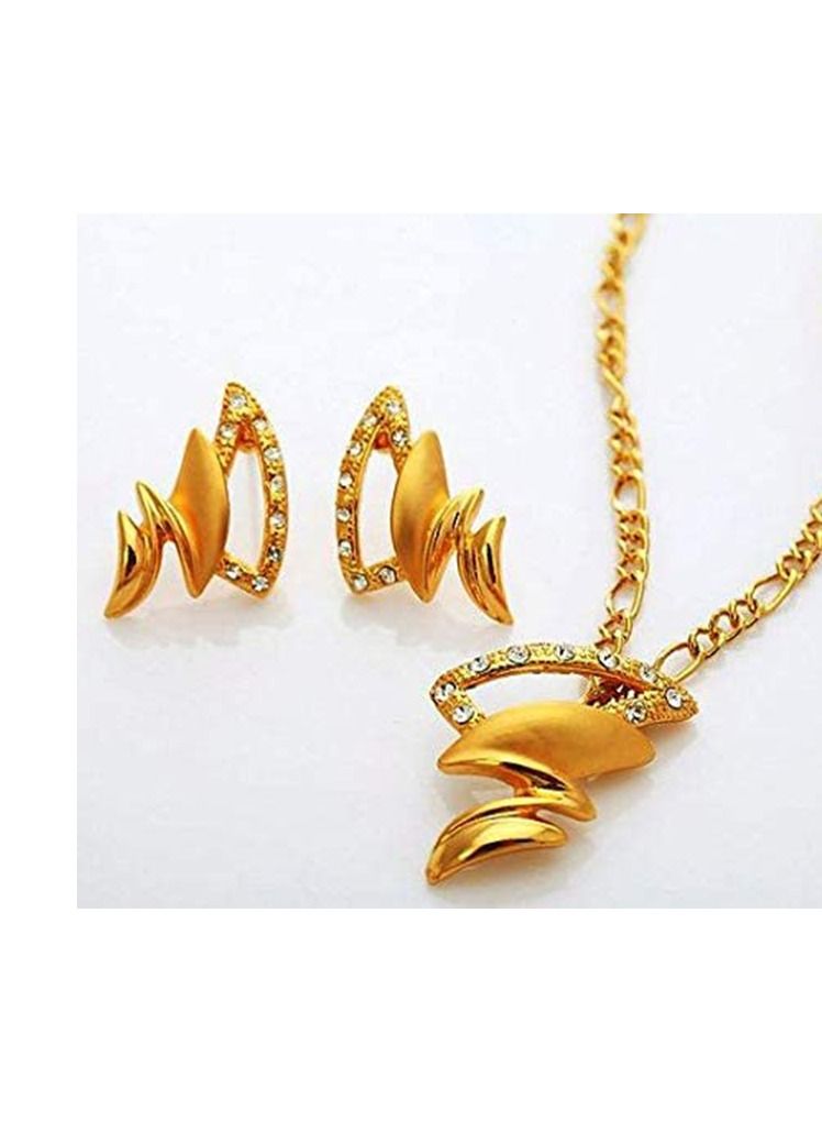 U7 Unique golden jewelry pendant,necklace,earring set