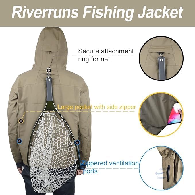 Riverruns Fishing Wading Jacket, Breathable Outdoor Fly Fishing Rain Coat - Image 4