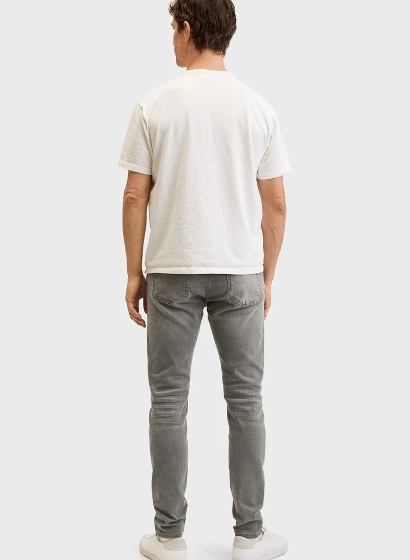 Mango Man Mid Wash Straight Fit Jeans