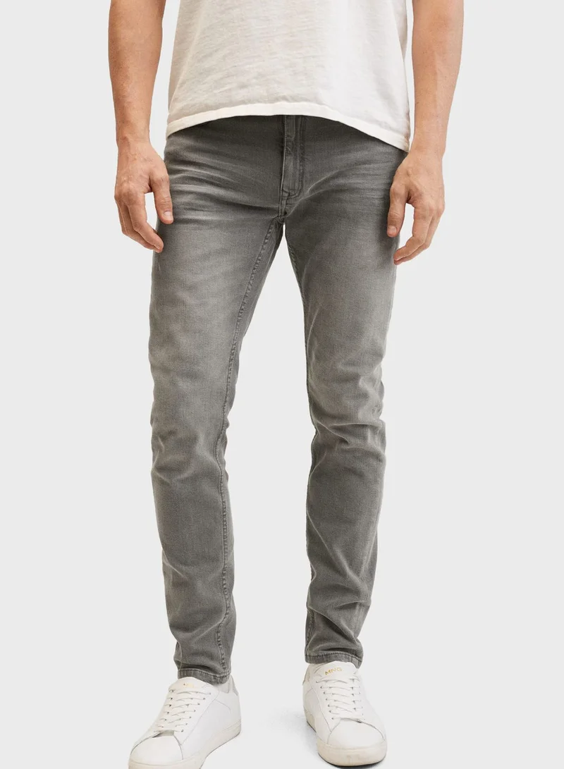 Mango Man Mid Wash Straight Fit Jeans