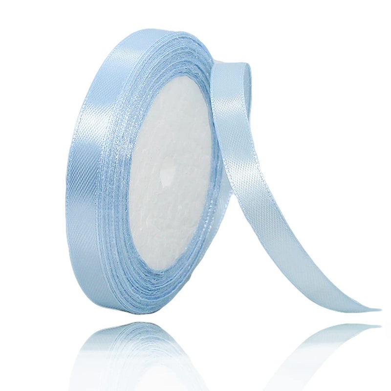 Light Blue Ribbon 38 Inches x 25 Yards Baby Blue Satin Fabric Silk Ribbon for Gift Wrapping Bows Making Floral Bouquets Wreaths DIY Handicrafts Sewing Projects Baby Shower and Wedding Party