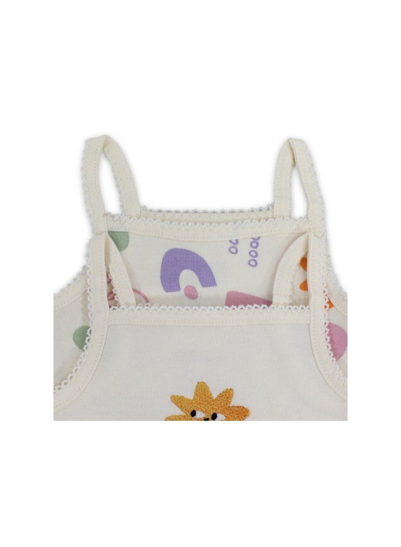 El Sayaad Baby Girls Cotton Sleeveless Bodysuit – Off-White with Sun Print - Image 3