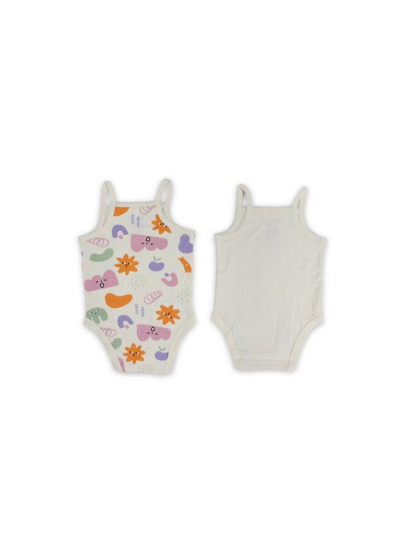 El Sayaad Baby Girls Cotton Sleeveless Bodysuit – Off-White with Sun Print - Image 2