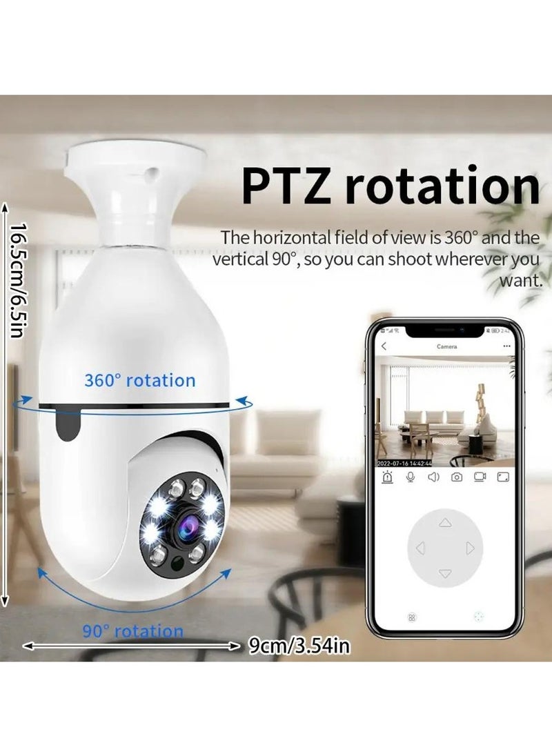 360° Camera Light Bulb Wi-Fi IR Night Smart Home Wireless Security 5g Wifi Bulb Night Vision Camera Surveillance with Human Tracking Video Security Mode