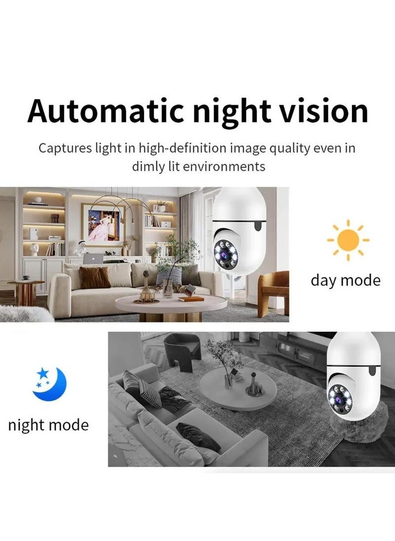 360° Camera Light Bulb Wi-Fi IR Night Smart Home Wireless Security 5g Wifi Bulb Night Vision Camera Surveillance with Human Tracking Video Security Mode