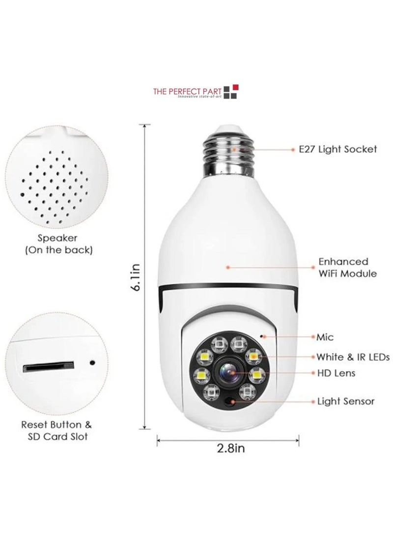 360° Camera Light Bulb Wi-Fi IR Night Smart Home Wireless Security 5g Wifi Bulb Night Vision Camera Surveillance with Human Tracking Video Security Mode