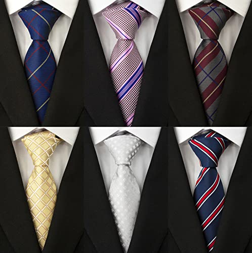 Adulove Men's Necktie Classic Silk Tie Woven Jacquard Neck Ties 6 PCS - Image 2