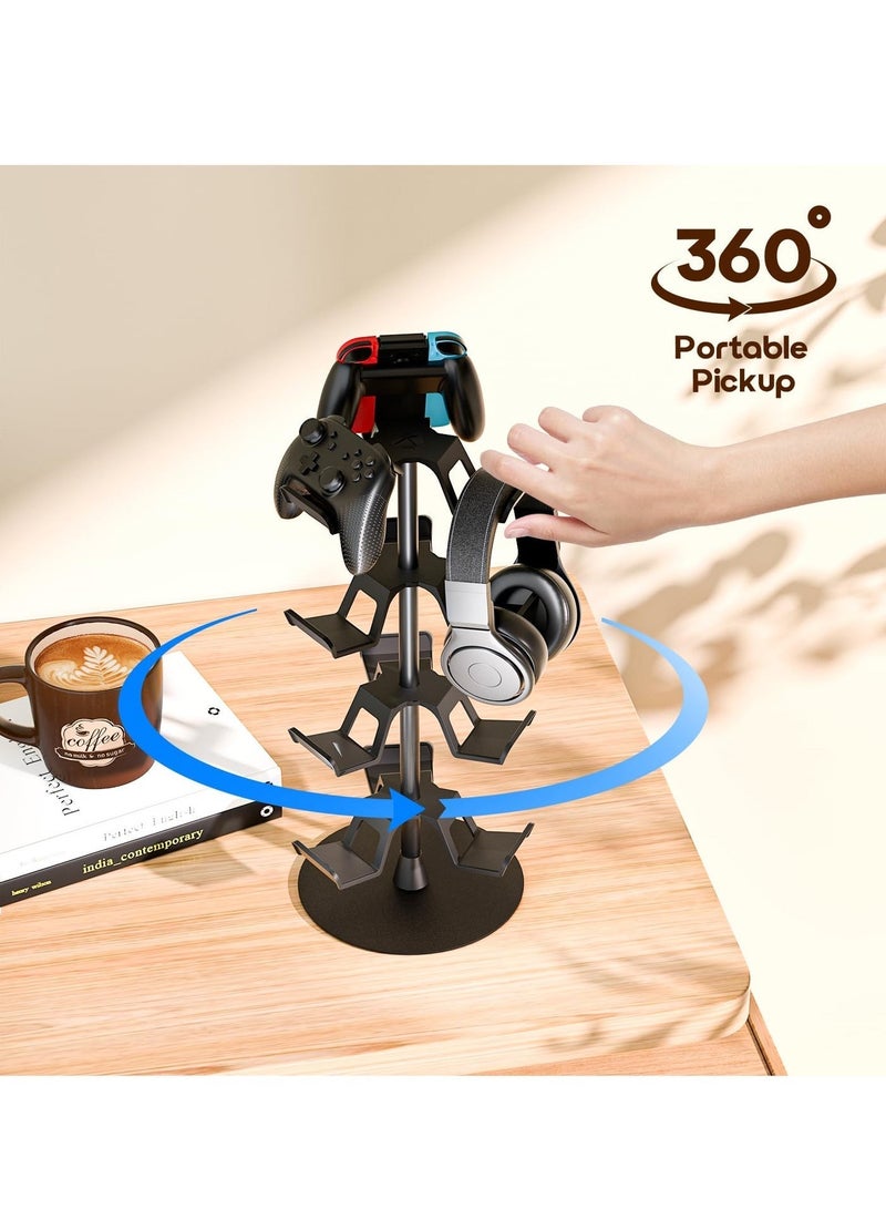 Yellow Friday Deal 12-in-1 Rotating Controller Stand Organizer for PS5 Xbox Switch   End Clutter  Showcase Your Gaming Gear - Image 3