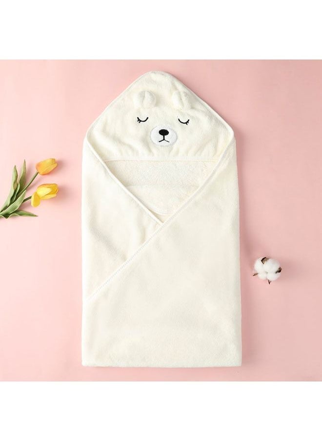 hibobi Super Soft Baby Cartoon Hooded Blanket 80*80cm (White)  - Image 2