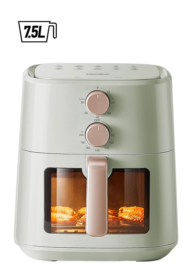 Comfee' - Manual Air Fryer 7.5L Dual Knob Mechanical Control, 97% Less Fat, Dishwasher-Safe, Family Sized Capacity, See-through Window, Lite 7.5L, Air Fry, Roast & More, Sage Green - Image 1