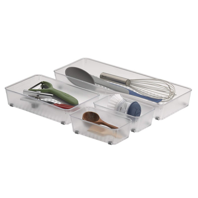 Spectrum Spectrum HEXA InDrawer Organizers Set of 4 Clear Frost  Drawer Storage for Bathroom Jewelry Makeup Desk Kitchen Office Utensils  More  EasytoClean Trays 