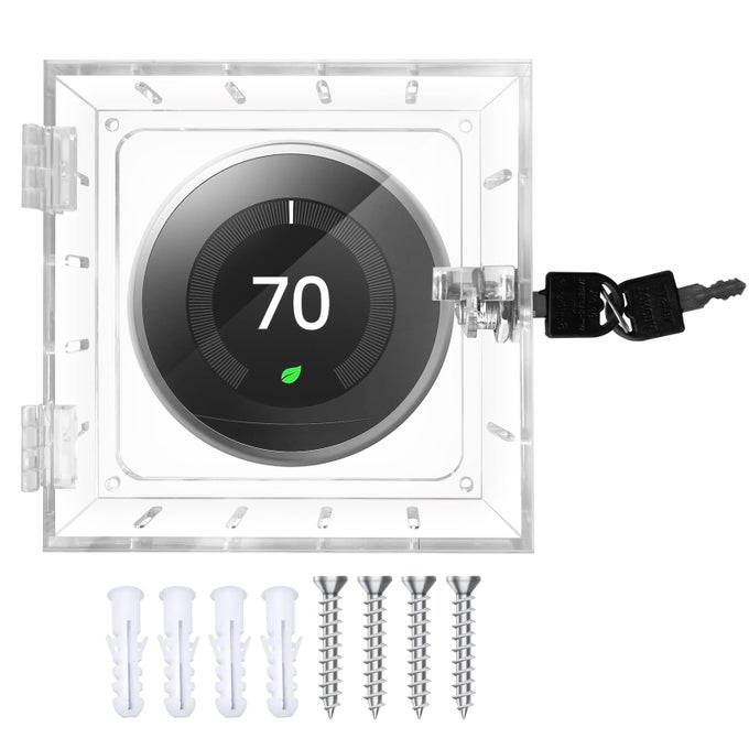 Thermostat Lock Box with Key Thermostat Cover Universal Thermostat Lock Box Clear Small Thermostat Guard for Wall Thermostats for All Type Nest Thermostat 472453197 or Smaller