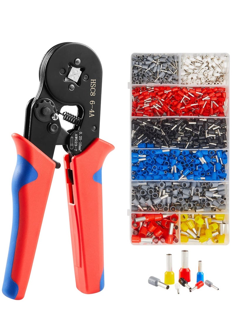 أدوات ضغط الفيرول - مجموعة من 1250 قطع فيرول مع كماشة ضغط للحرفيين، أدوات قابلة للتعديل برافعة مع موصلات طرفية بأحجام من 0.25-10 مم² AWG 23-7 - Image 1