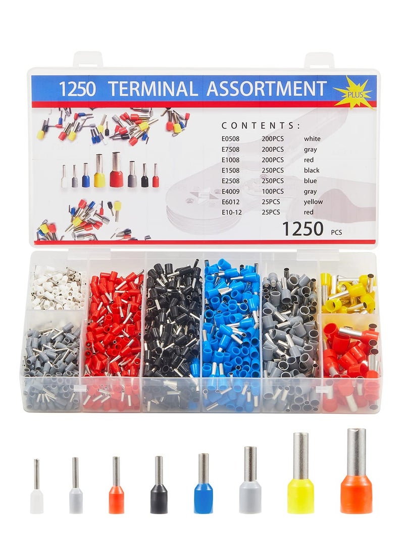 أدوات ضغط الفيرول - مجموعة من 1250 قطع فيرول مع كماشة ضغط للحرفيين، أدوات قابلة للتعديل برافعة مع موصلات طرفية بأحجام من 0.25-10 مم² AWG 23-7 - Image 5