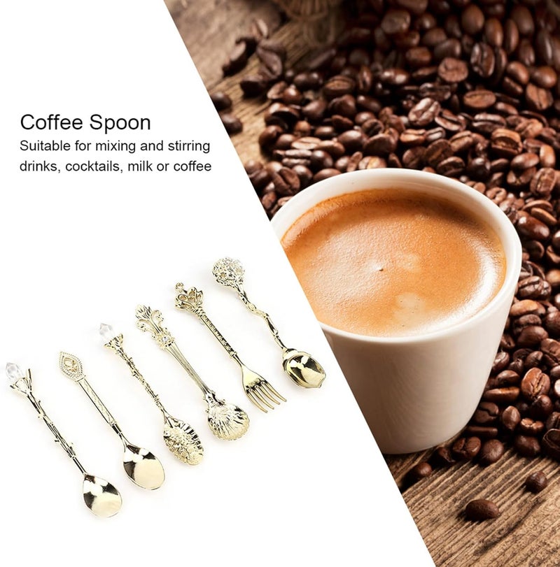 6Pcs Vintage Retro Zinc Alloy Cutlery Set, Spoon and Fork Kitchen Accessories in Multi Color - Durable Food Grade Material, Elegant European Style, Ideal for Home and Cafe Use (Gold (auspicious - Image 3
