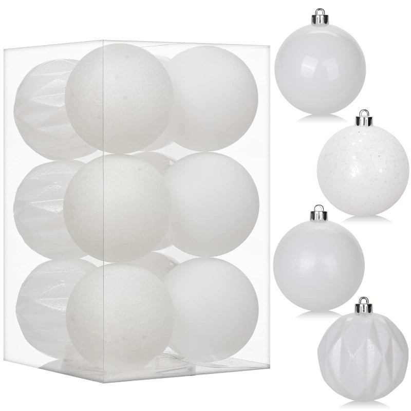Briful 12PCS 3.15"" Christmas Ball Ornaments Shatterproof White Christmas Tree Decorations Xmas Tree Balls Halloween Ornaments D?cor - Image 1