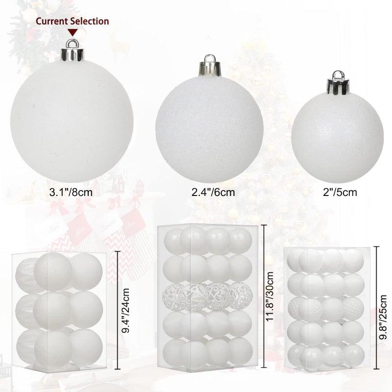 Briful 12PCS 3.15"" Christmas Ball Ornaments Shatterproof White Christmas Tree Decorations Xmas Tree Balls Halloween Ornaments D?cor - Image 3