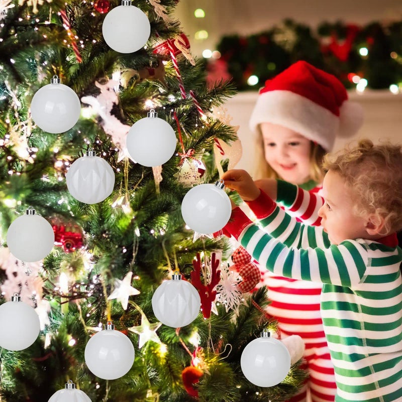 Briful 12PCS 3.15"" Christmas Ball Ornaments Shatterproof White Christmas Tree Decorations Xmas Tree Balls Halloween Ornaments D?cor - Image 4