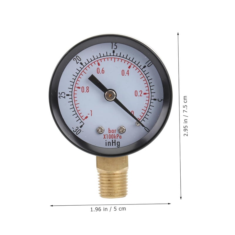 Vacuum Pressure Gauge 0 30 inHg 0 1 Bar Stainless Steel Dial NPT Mount Air Compressor - Image 3