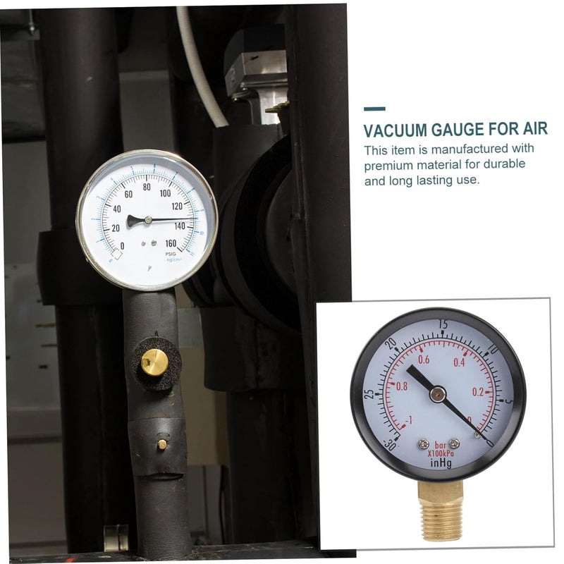 Vacuum Pressure Gauge 0 30 inHg 0 1 Bar Stainless Steel Dial NPT Mount Air Compressor - Image 4