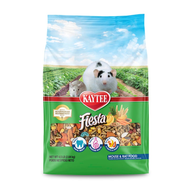 Kaytee Fiesta Mouse & Rat Food, Nutritious and Fun Blend, Supports Dental Health and Digestion, 4.5 pounds - Image 1