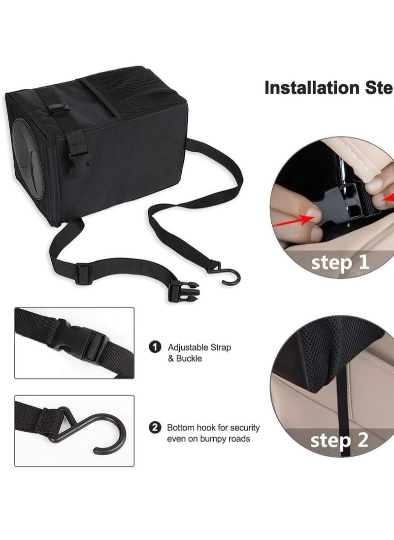 Toby's Car Trash Can for Car Cute, Car Trash Bag Folding Suspension Storage Bag Car Seat Back Storage Bag Car Garbage Cans Leak Proof Vehicle Trash Can Black ( Pack of 2)  - Image 4