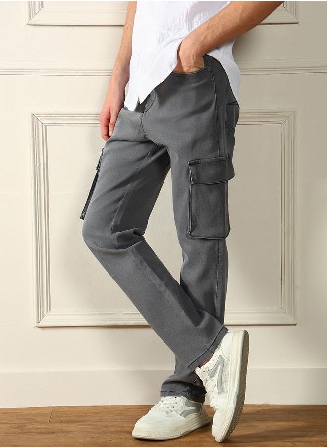 Dennis Lingo Men’s Grey Straight Fit Stretch Jeans  - Image 3