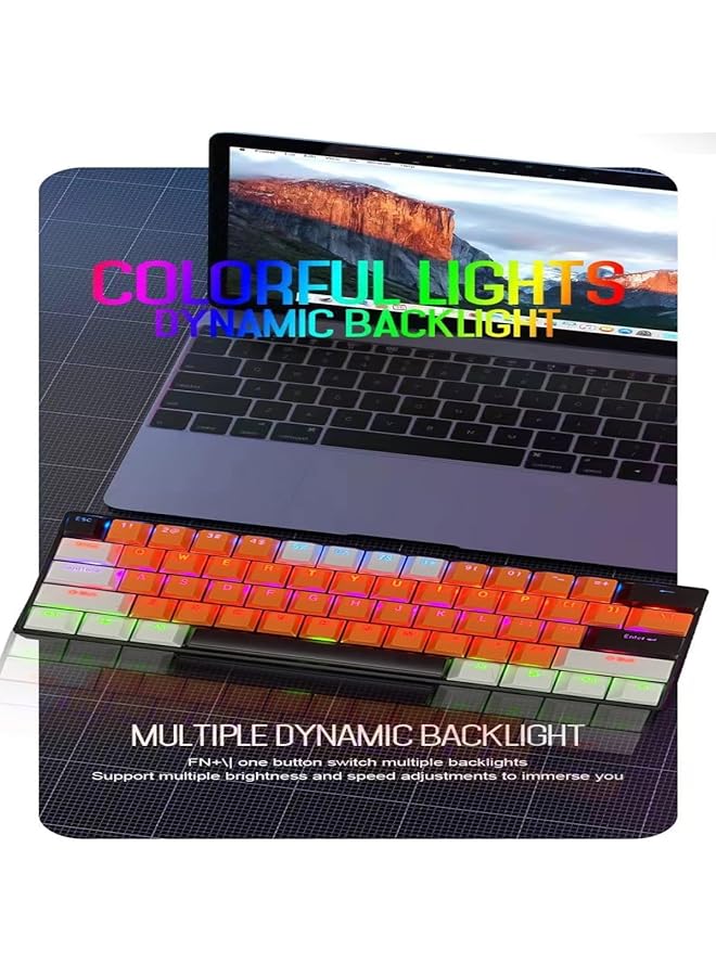 61 Keys Rgb Gaming Keyboard 60% Mini Wired Waterproof With Anti Ghosting Keyboard And Three Color Keycaps With Red Switch For Gamers(Orange White And Black) - Image 2