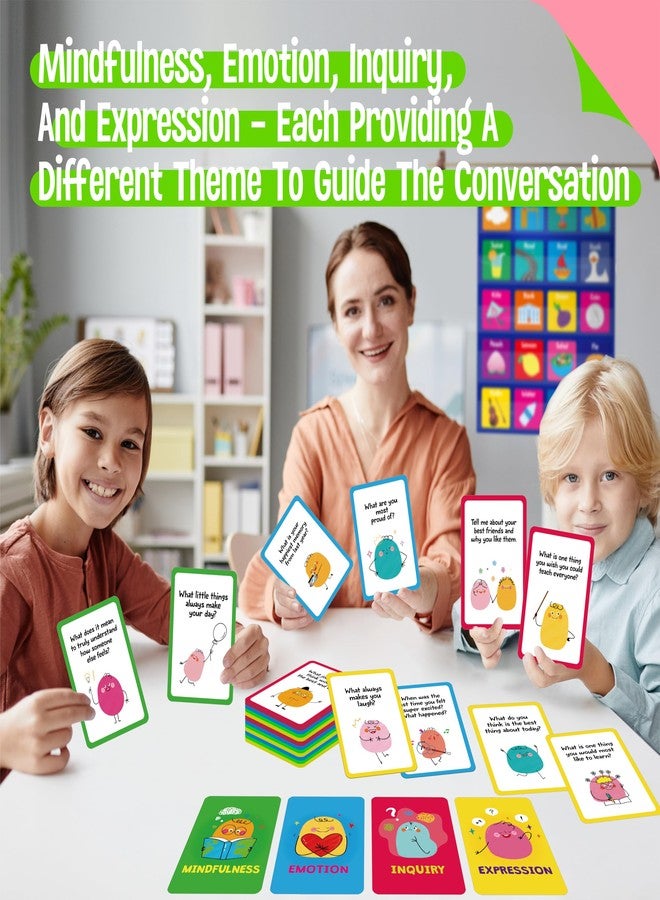 SpriteGru 70 Conversation Cards, 4 Category Mindful Talk for Students, Authentic & Meaningful Question Cards for Parents, Kids, Classroom Activity & Road Trip - Improve Expression, Communication, Social Skill - Image 3