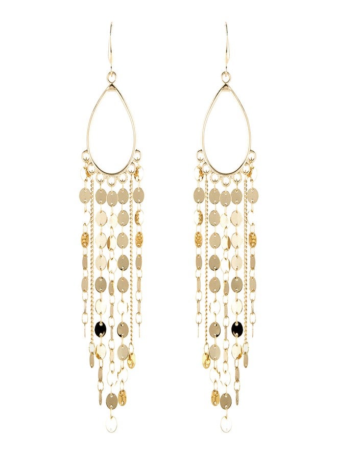 NTLX Bohemian Boho Tassel Dangle Drop Earrings for Women - Lightweight Filigree Gypsy Coin Chandelier Disc Charm Hoops - included Gift Box - Image 1