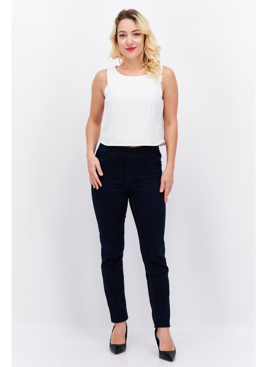 ESPRIT - Women Round Neck Sleeveless Solid Crop Top, White - Image 1