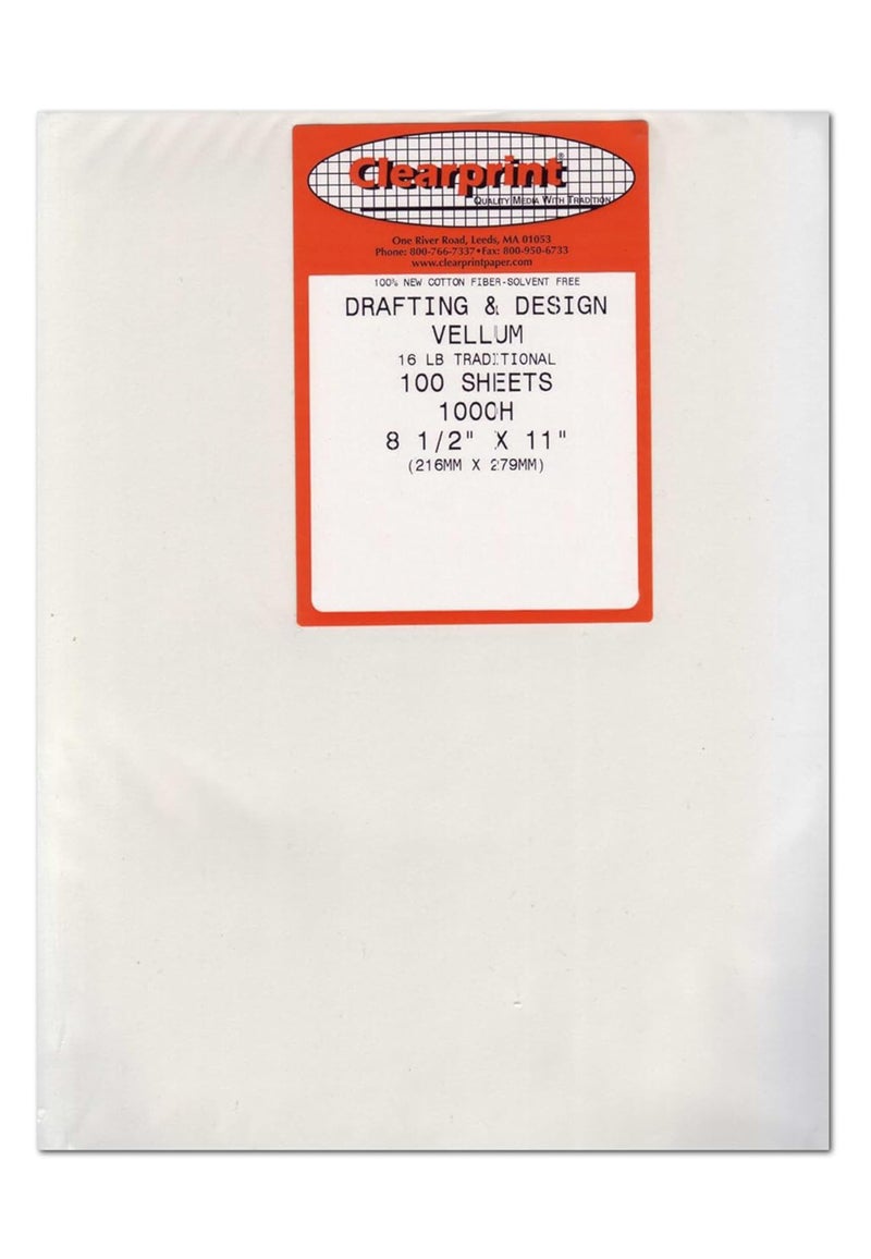 Clearprint 8.5" x 11" 1000H Design Vellum Sheets, 16 lb., 100% Cotton, 10 Sheets Per Pack, 1 Each - Image 5
