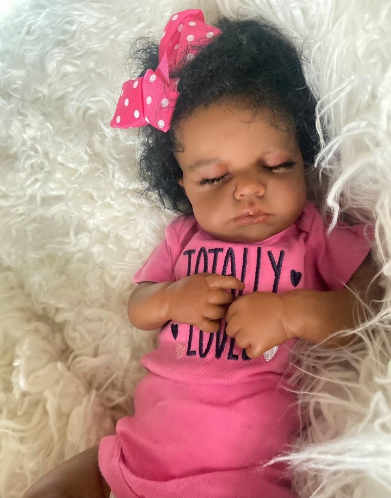 Zero Pam Black Reborn Baby Dolls Silicone Full Body-20 in Realistic Baby Doll, African American Baby Girl,Full Silicone Baby Doll, Black Reborn Dolls with Accessories - Image 3