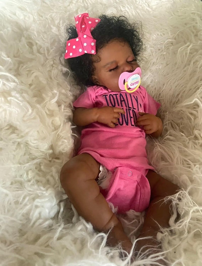 Zero Pam Black Reborn Baby Dolls Silicone Full Body-20 in Realistic Baby Doll, African American Baby Girl,Full Silicone Baby Doll, Black Reborn Dolls with Accessories - Image 5