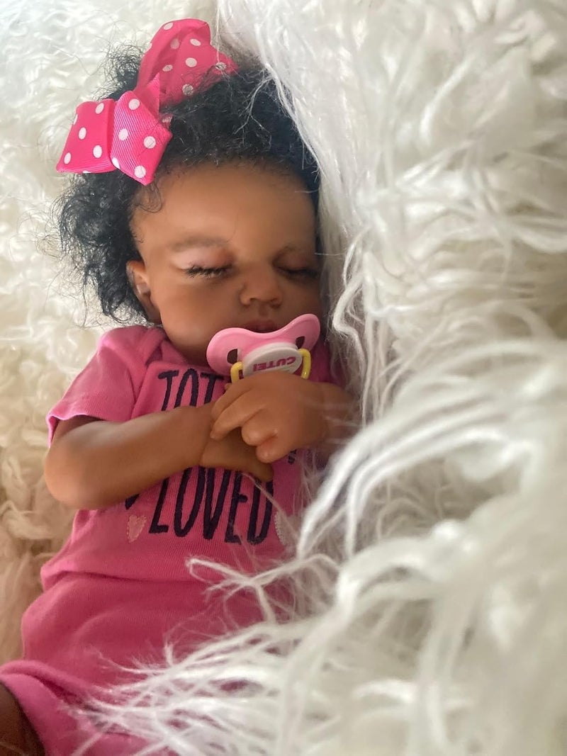 Zero Pam Black Reborn Baby Dolls Silicone Full Body-20 in Realistic Baby Doll, African American Baby Girl,Full Silicone Baby Doll, Black Reborn Dolls with Accessories - Image 4