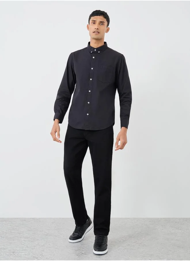 Styli Styli Solid Button Down Regular Fit Poplin Shirt