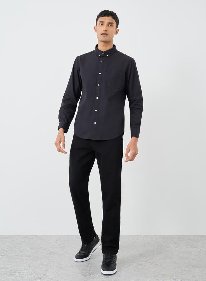 Styli Styli Solid Button Down Regular Fit Poplin Shirt  - Image 2