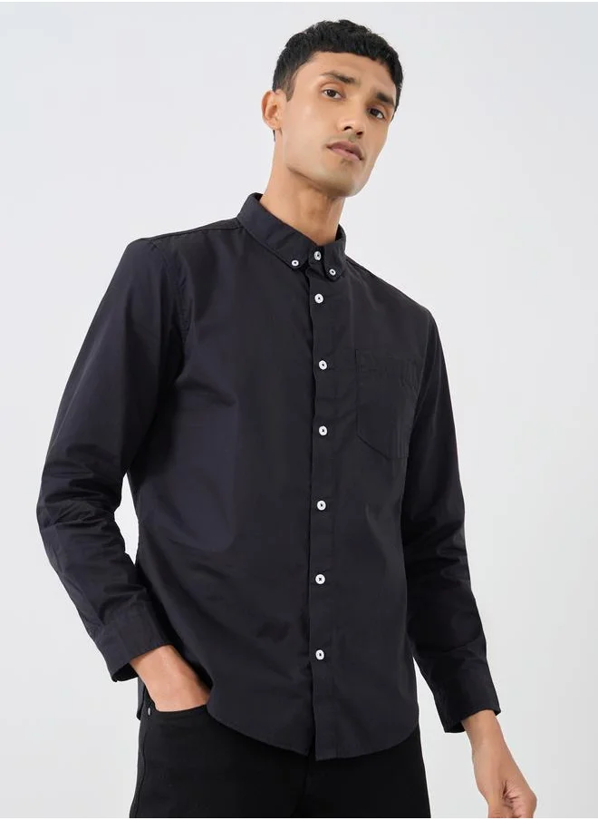 Styli Styli Solid Button Down Regular Fit Poplin Shirt