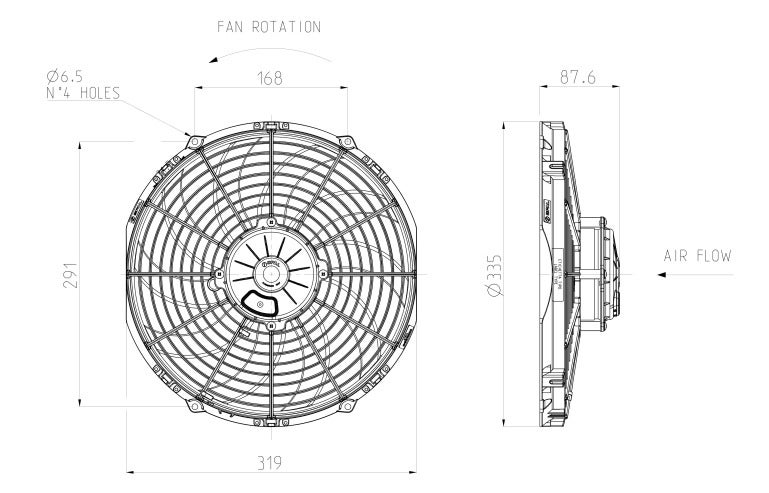 SPAL Fan 12x10 Inches Push S-Blade Heavy Duty 12 Volt 305MM Diameter - Image 3