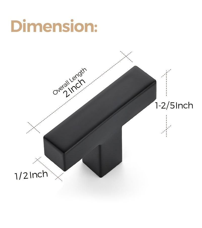 2pcs Brushed Silvery T Shaped Cabinet Drawer Pulls Single Hole - Image 4