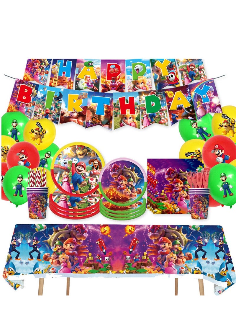 Tamona Super Mario Birthday Party Decoration Set, Tableware, Balloons, Plates Party Favor, Video Game Themed Super Mario Bros Celebrations Birthday Pack for Boys & Girls-171 Pcs. - Image 3