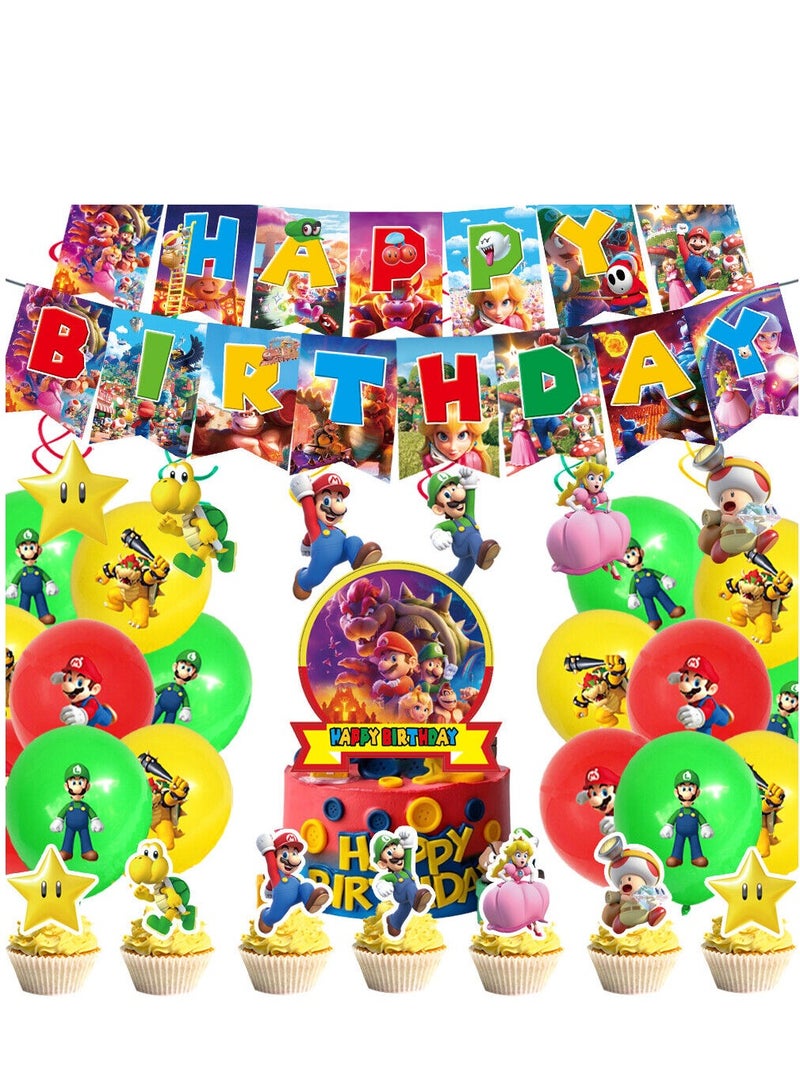 Tamona Super Mario Birthday Party Decoration Set, Tableware, Balloons, Plates Party Favor, Video Game Themed Super Mario Bros Celebrations Birthday Pack for Boys & Girls-171 Pcs. - Image 2