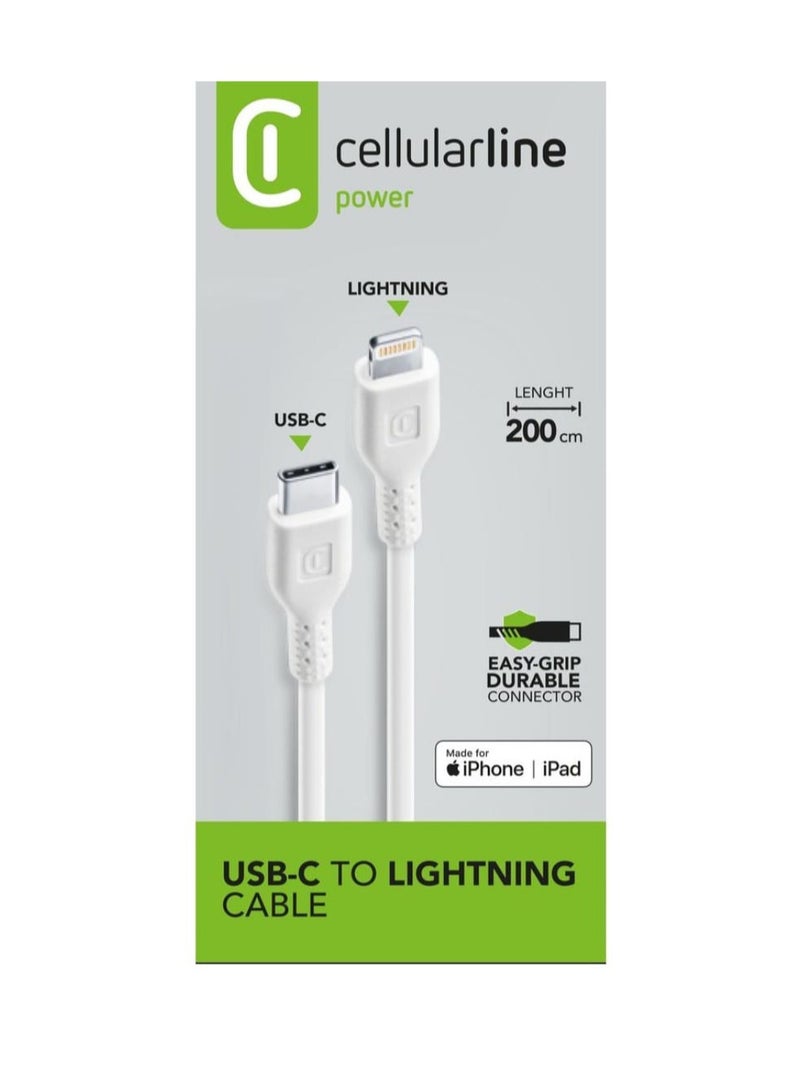 سيلولار لاين كابل شحن ونقل بيانات من USB-C الى LIGHTNING من سيلولار لاين