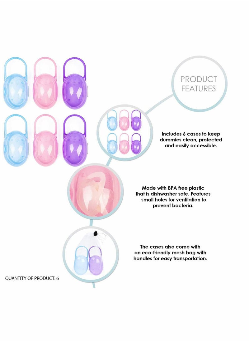 Generic - Dummy Case Transparent Pacifier Holder Box Soothers Storage Nipple Shield for Travel and Home 6 Pack - Image 1