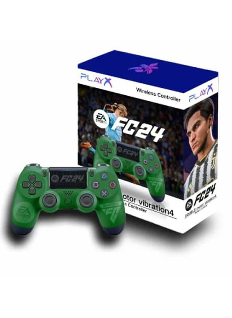 Playx Square Sony Dualshock 4 High Copy wireless game controller, high quality FC24 design, green background, suitable for PS4  - Image 3