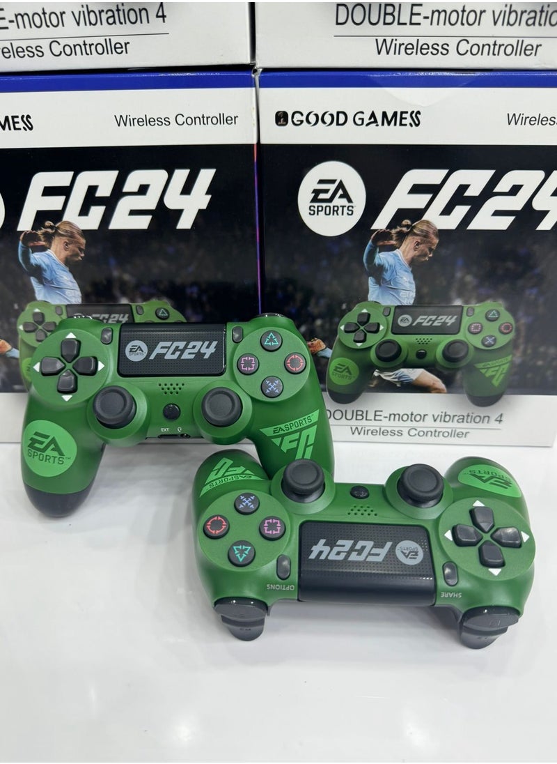 Playx Square Sony Dualshock 4 High Copy wireless game controller, high quality FC24 design, green background, suitable for PS4  - Image 4