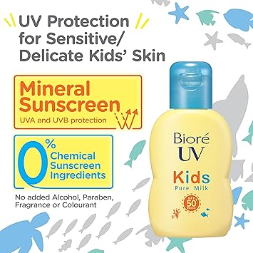 Biore واقي شمس بيور سارا سارا للأطفال حليب نقي 70 مل SPF50 PA - Image 4