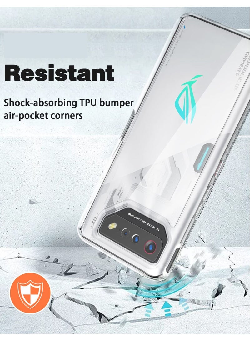 Captaintech Transparent Hybrid Case for ASUS ROG Phone 7/7 Ultimate, Clear Hard Back + Soft TPU Bumper, Shockproof Phone Cover - Image 4
