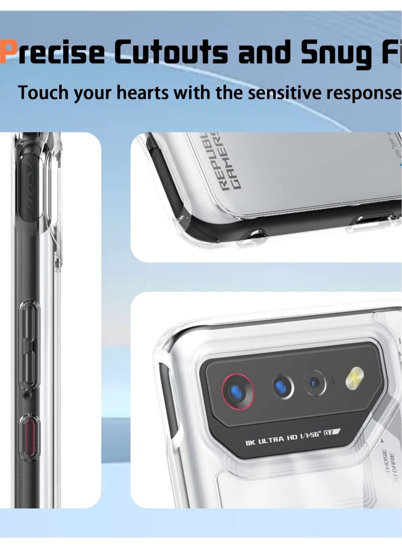 Captaintech Transparent Hybrid Case for ASUS ROG Phone 7/7 Ultimate, Clear Hard Back + Soft TPU Bumper, Shockproof Phone Cover - Image 5