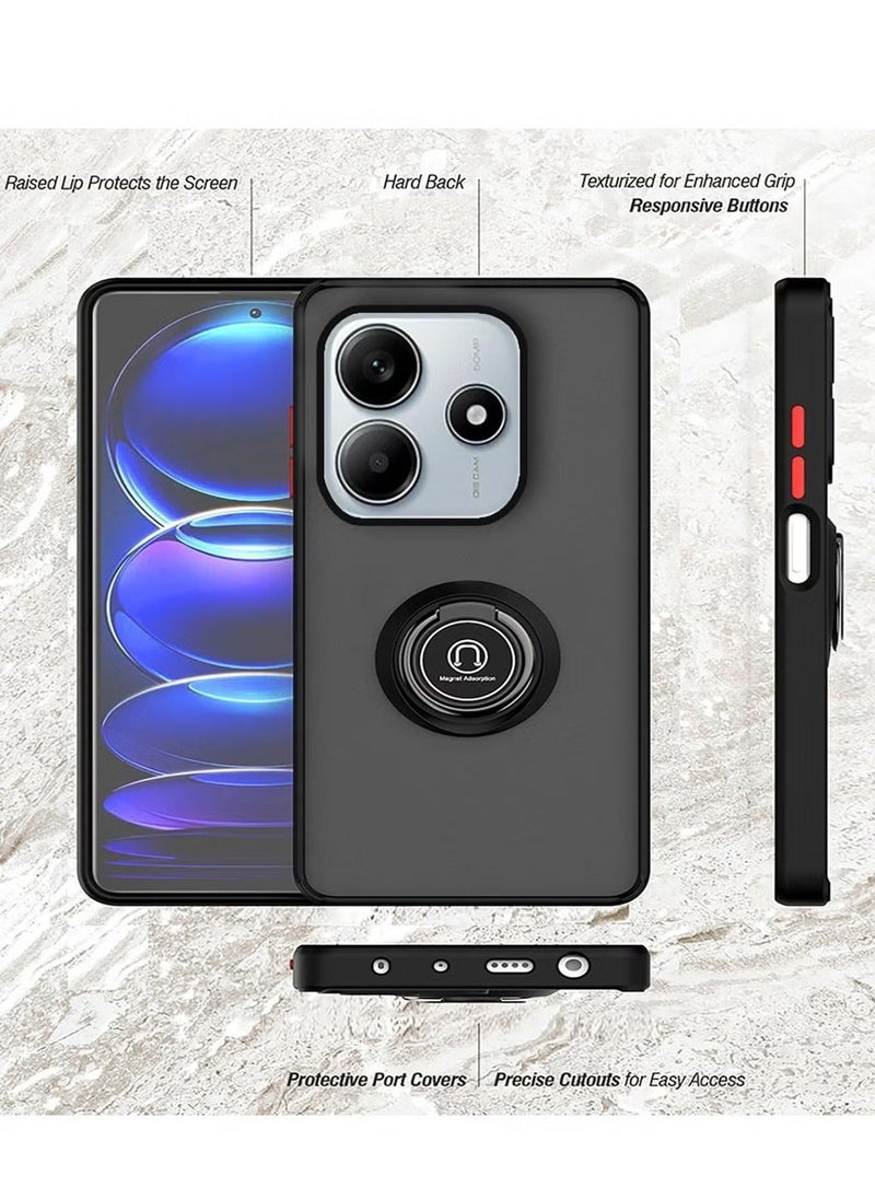 JAJEEK Xiaomi Redmi Note 14 5G Case – Shockproof TPU Bumper with Magnetic Car Mount Holder, Rotational Metal Ring Grip Kickstand, Full Protection for Redmi Note 14 5G - Image 2